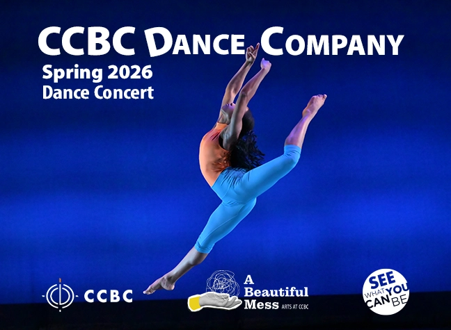 Student dancing in mid air