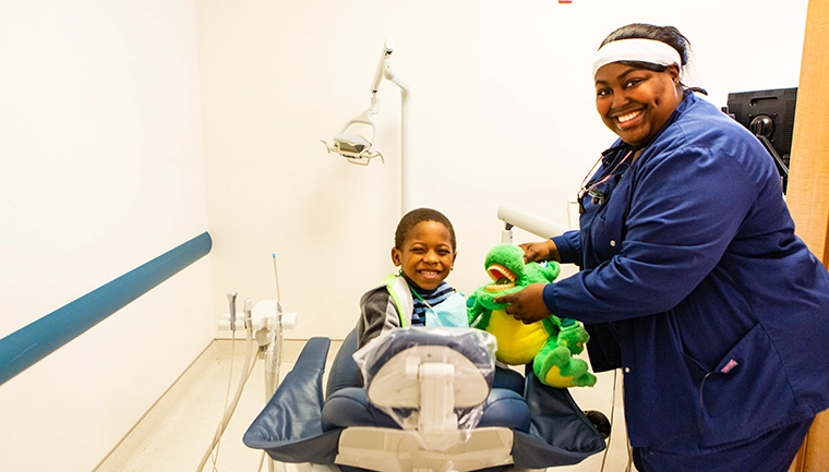 Child at dental appointment