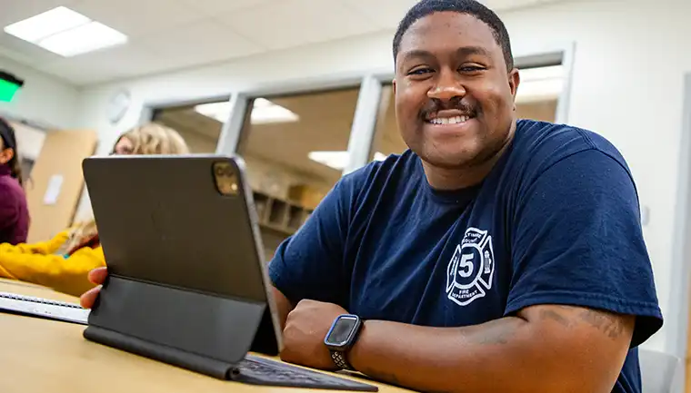 EMT Student sitting in classroom