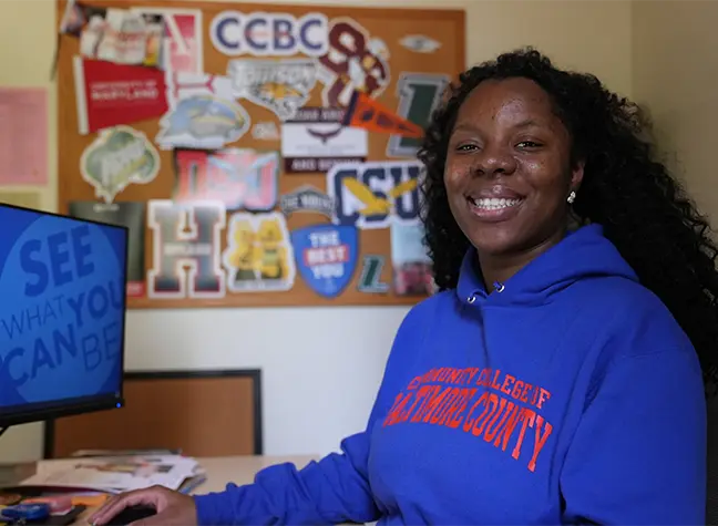 Student holding Proud to be CCBC sign