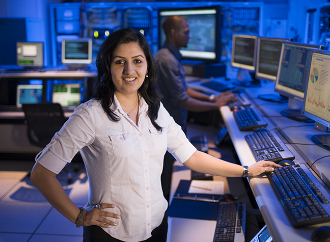 Student working in cybersecurity lab