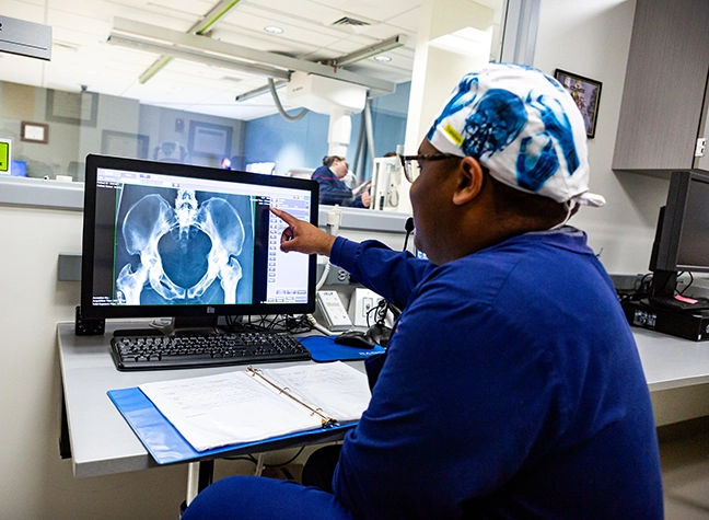 Student working in x-ray lab